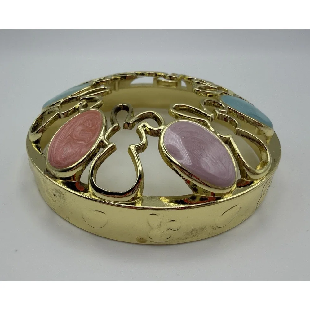 Yankee Candle Illuma-Lid Jar Topper Gold Metal Easter Eggs Pastel Bunnies